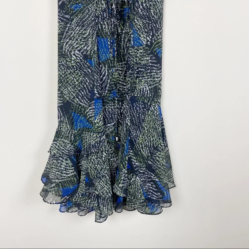 REISS Sophie Chiffon Mini Dress Green Jungle Print Green Size 0 - Picture 5 of 12